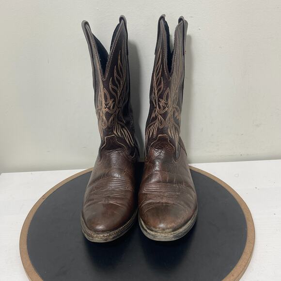 Laredo‎ Cowboy Boots Women 6.5 M Brown Leather Vamp Faux Shaft Western Style - Picture 4 of 11